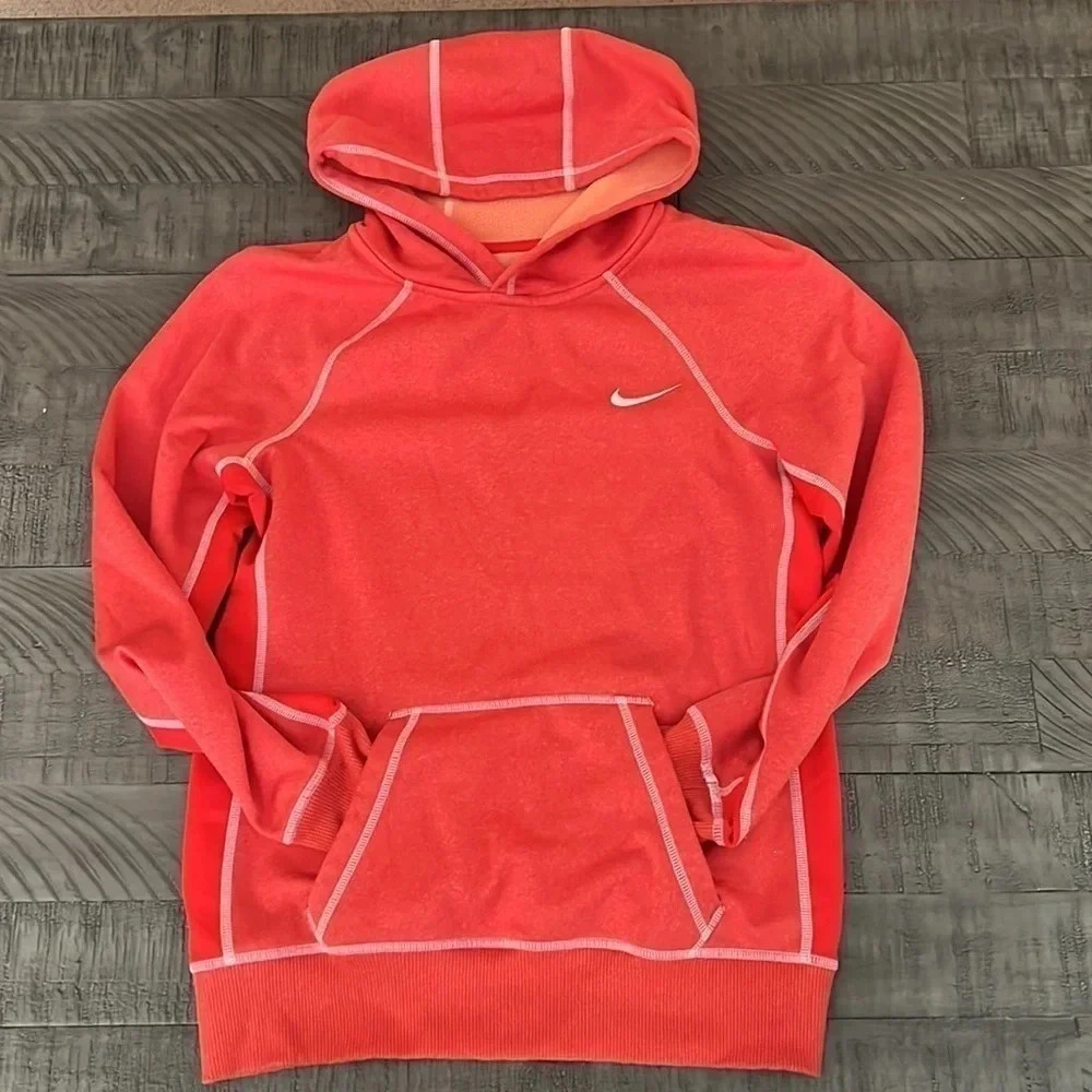 Nike‎ Women’s Small Orange/Red Pullover Sweatshirt Hoodie Therma Fit Fleece
